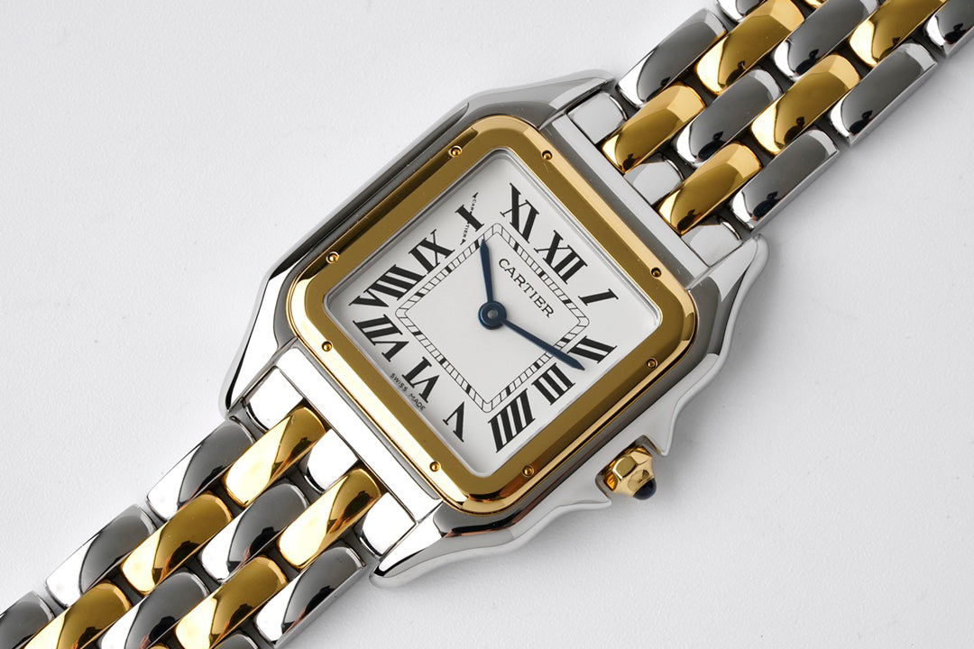 Square Link-Bracelet Watch, Yellow Gold Tone, Steel, Medium Model