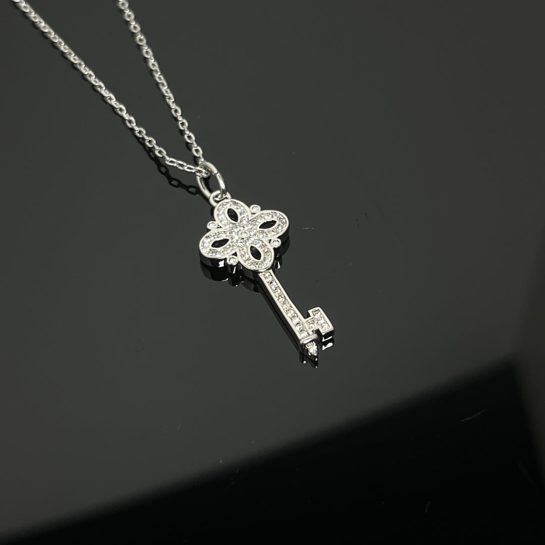 Key Pendant Necklace, Rose Gold Tone