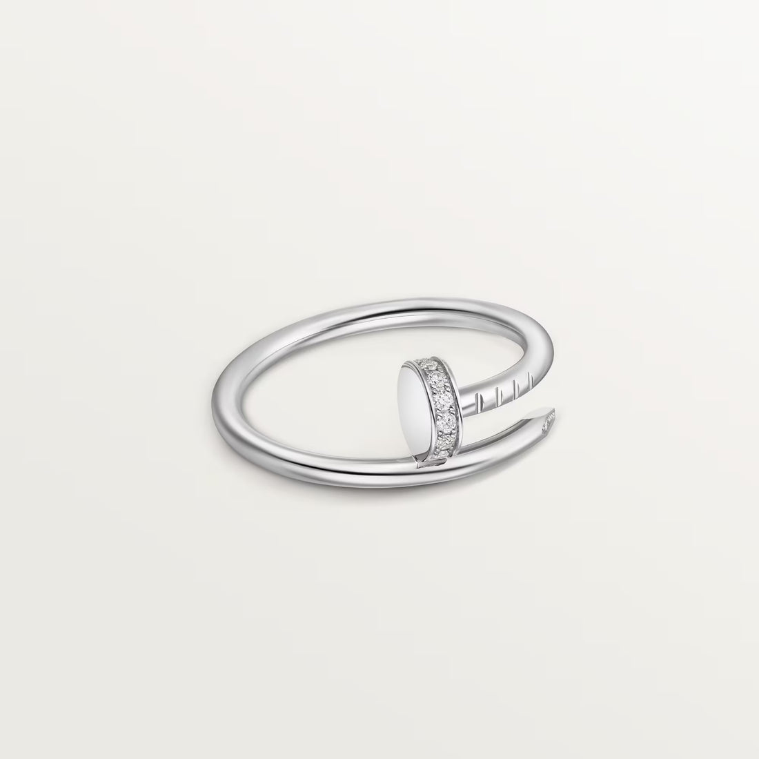Wrapped Nail Ring, Stone-Set, White Gold Tone