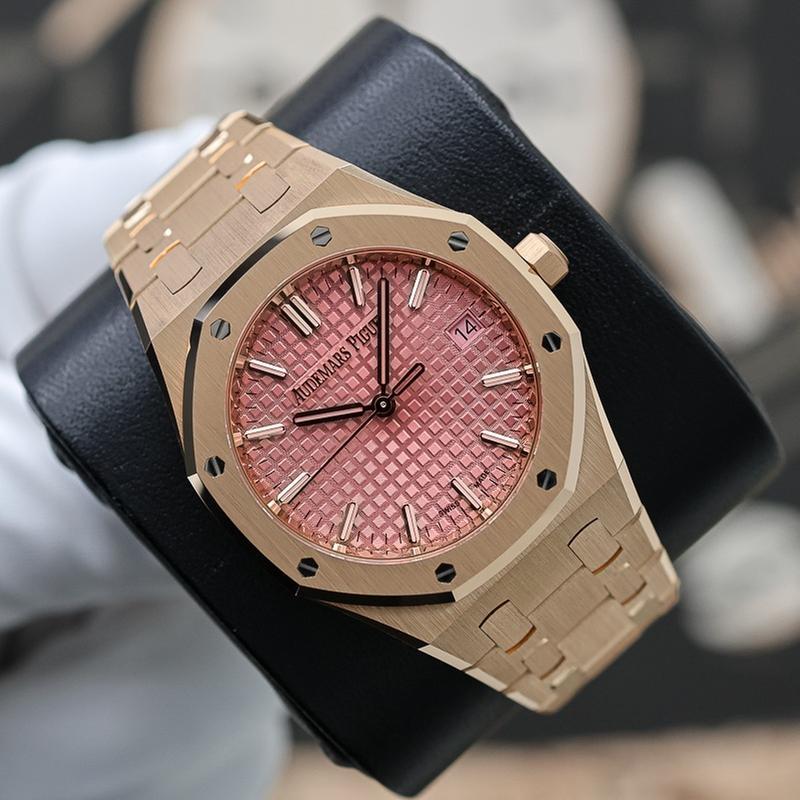 Octagonal Bezel Watch, Rose Gold Tone, 34 mm