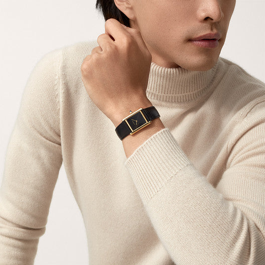 Rectangular Case Watch, Yellow Gold Tone, Medium Model