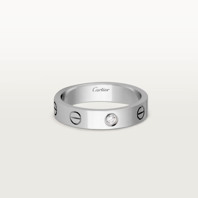 Screw-Motif Band Ring, Stone-Set, Rose Gold Tone