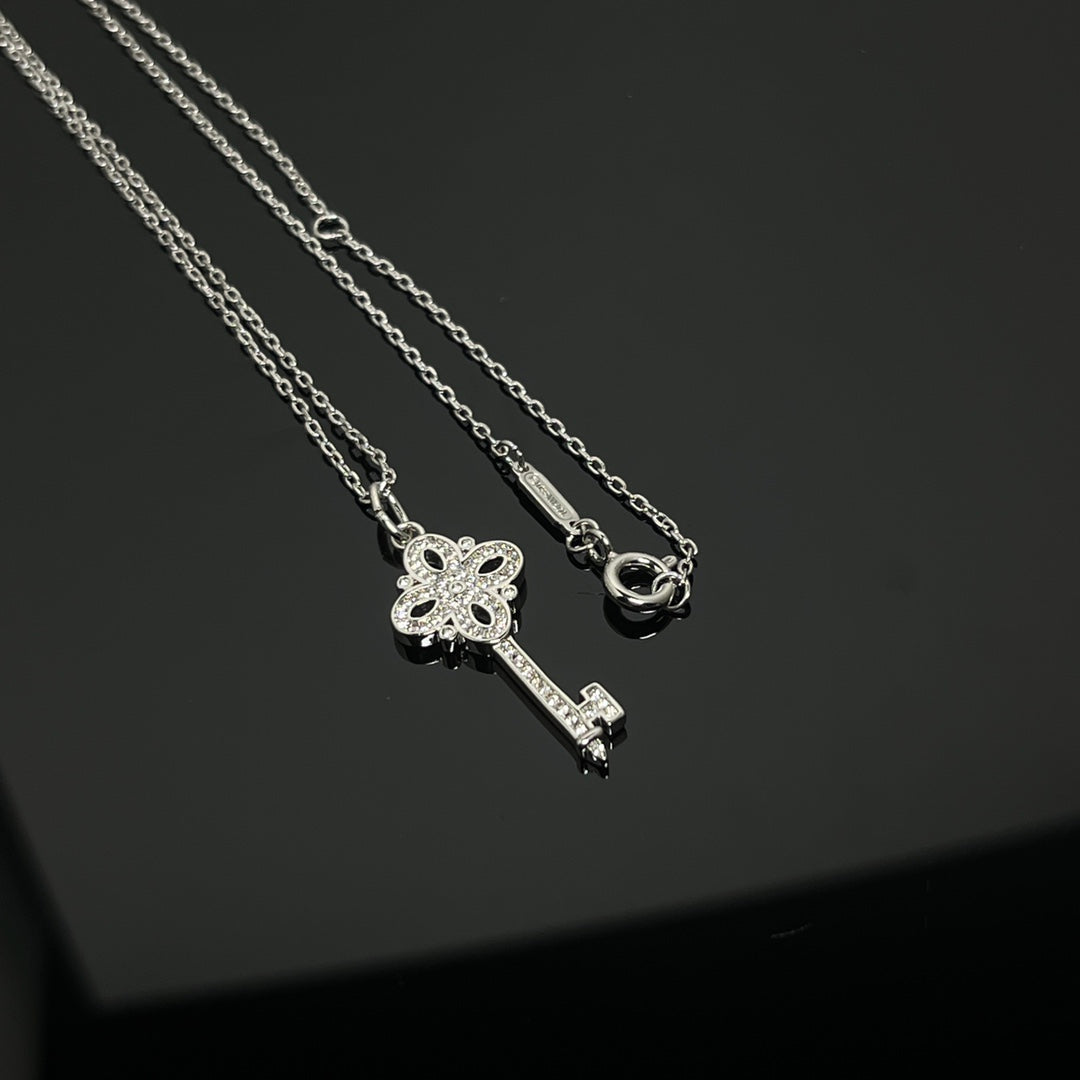 Key Pendant Necklace, Rose Gold Tone