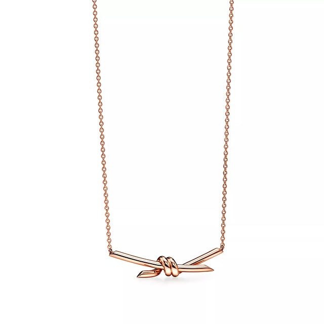 Knot Pendant Necklace, Rose Gold Tone