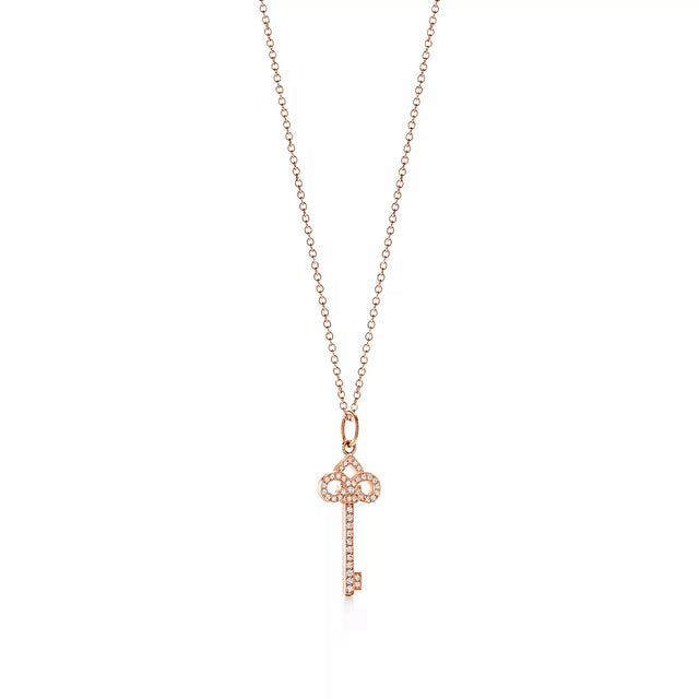Key Pendant Necklace, Rose Gold Tone