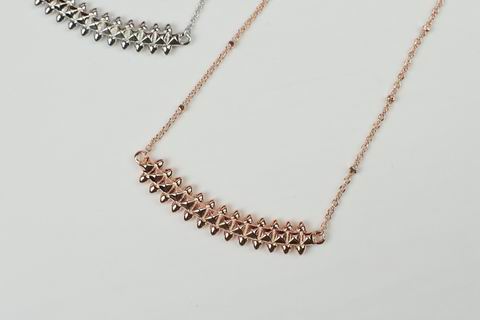 Studded Pendant Necklace, Rose Gold Tone