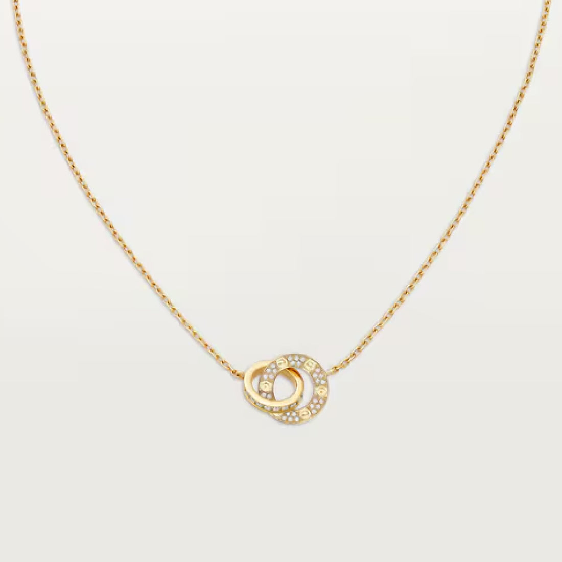 Screw-Motif Pendant Necklace, Stone-Set, Yellow Gold Tone