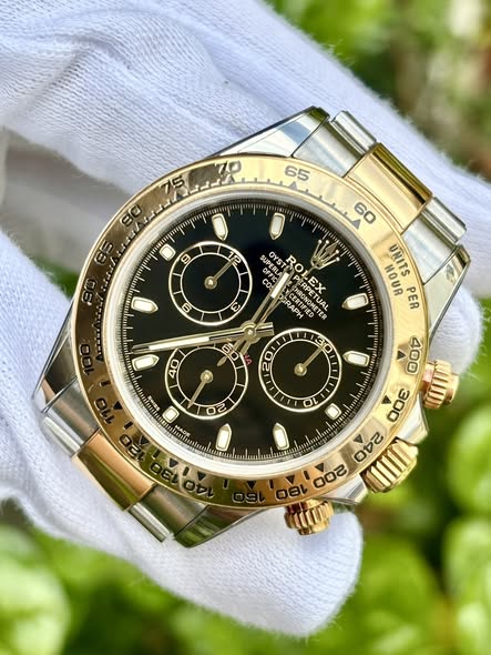Chronograph Racing Watch, Yellow Gold Tone, Steel, 40 mm