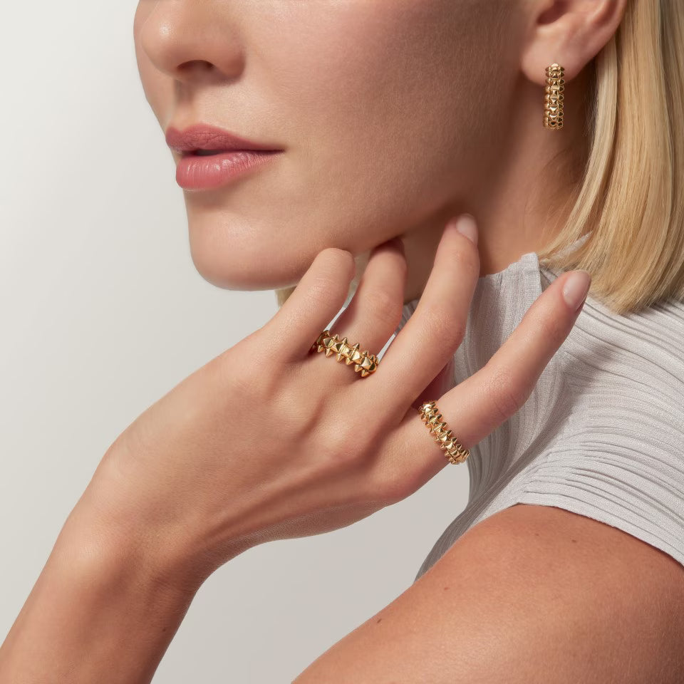 Studded Convertible Ring, Medium Model, Yellow Gold Tone