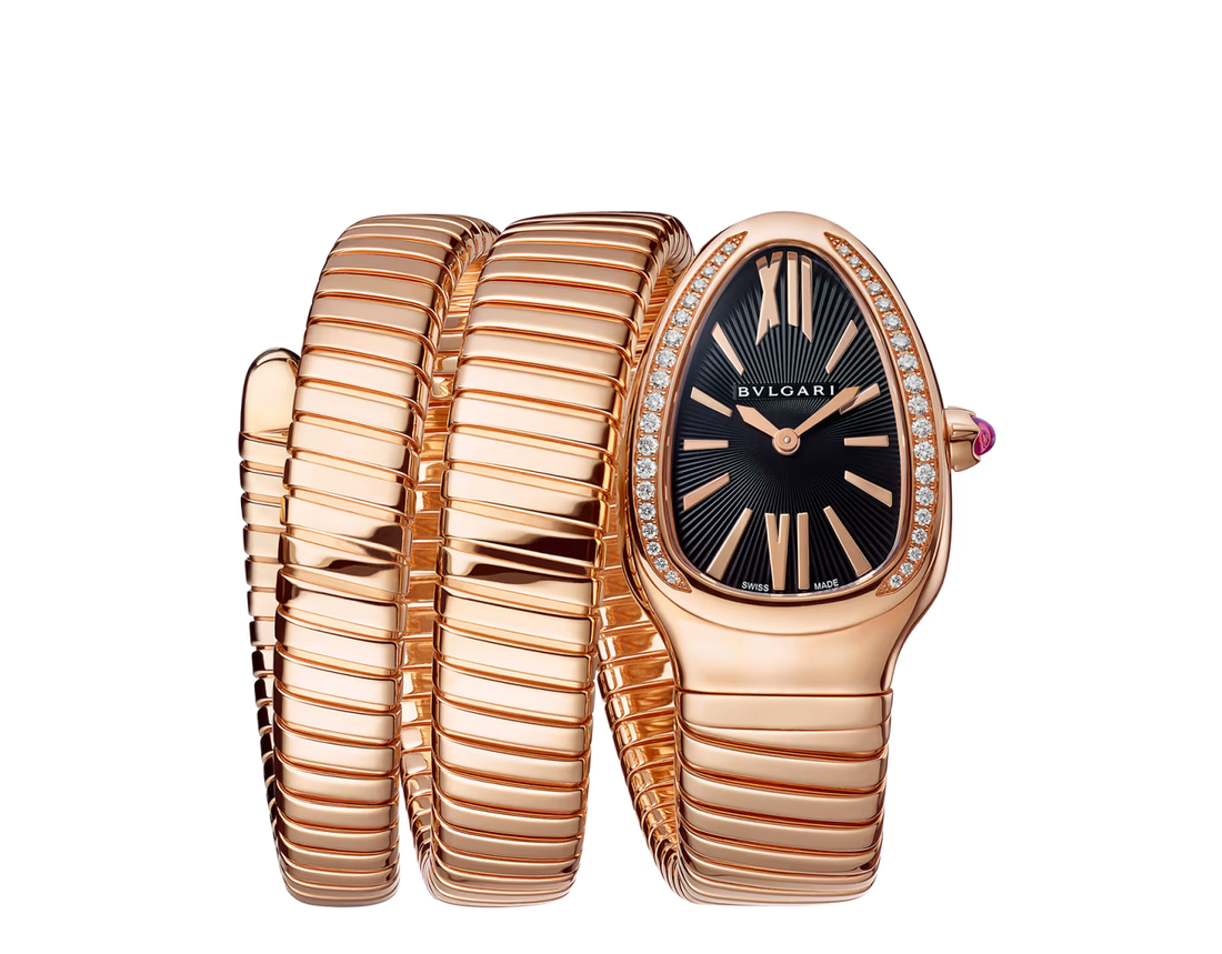 Coiled Band Watch, Rose Gold Tone, Stone-Set, 35 mm, Size S