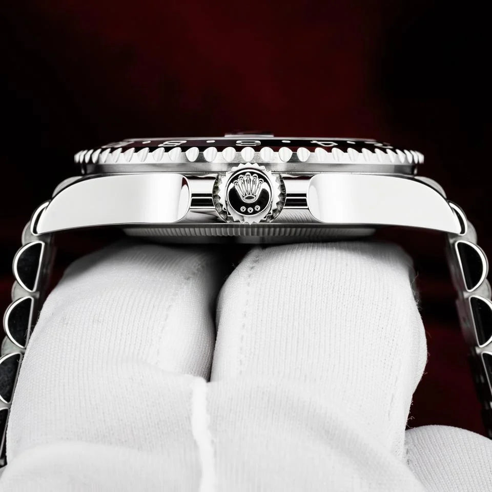 Dual-Time Bezel Watch, White Gold Tone, Steel, White, 40 mm