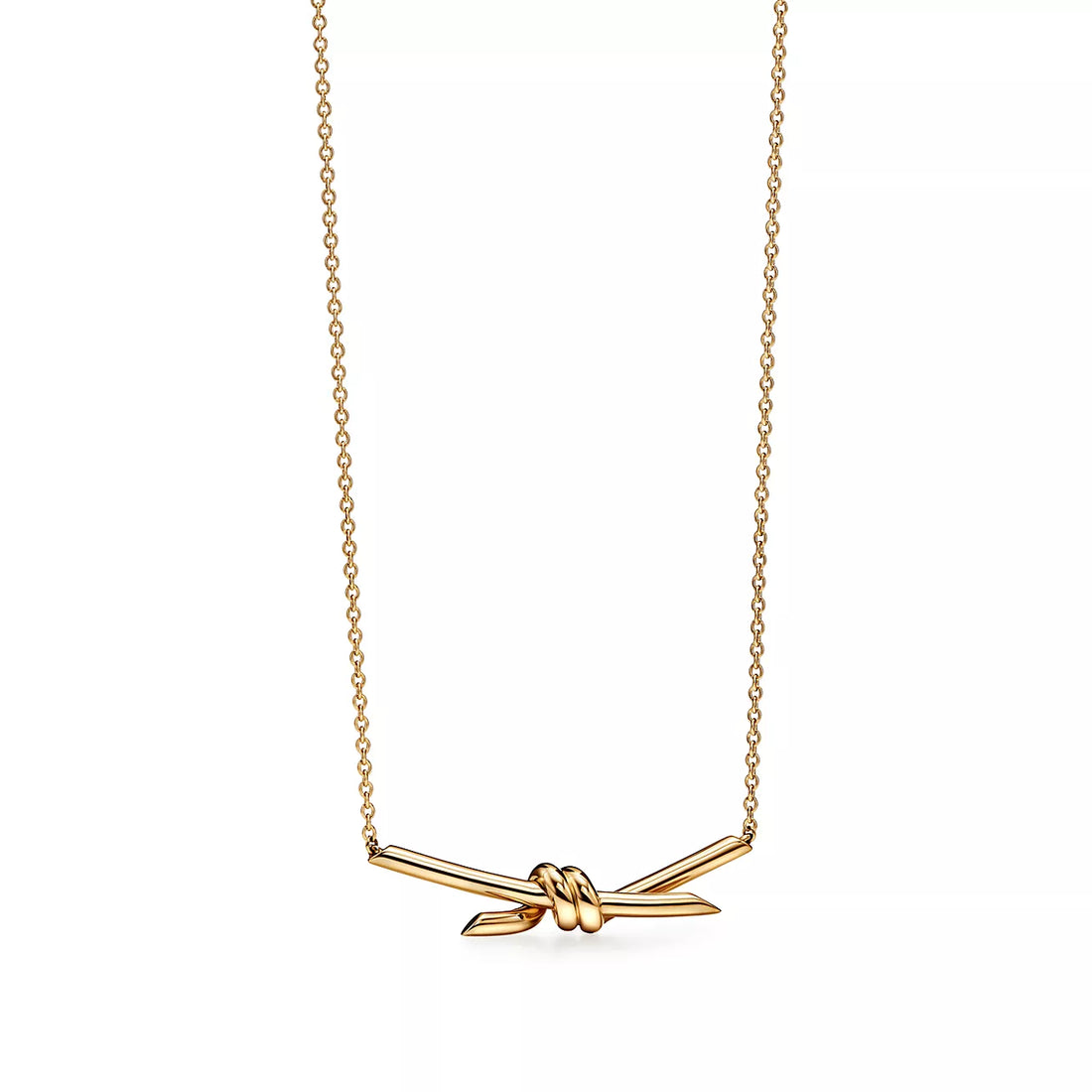 Knot Pendant Necklace, Yellow Gold Tone