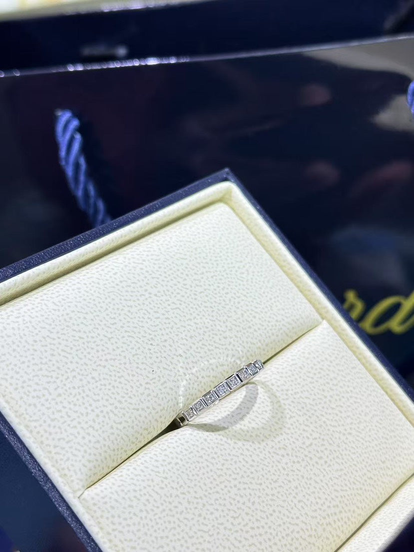 Cube-Link Ring, White Gold Tone, Stone-Set, White