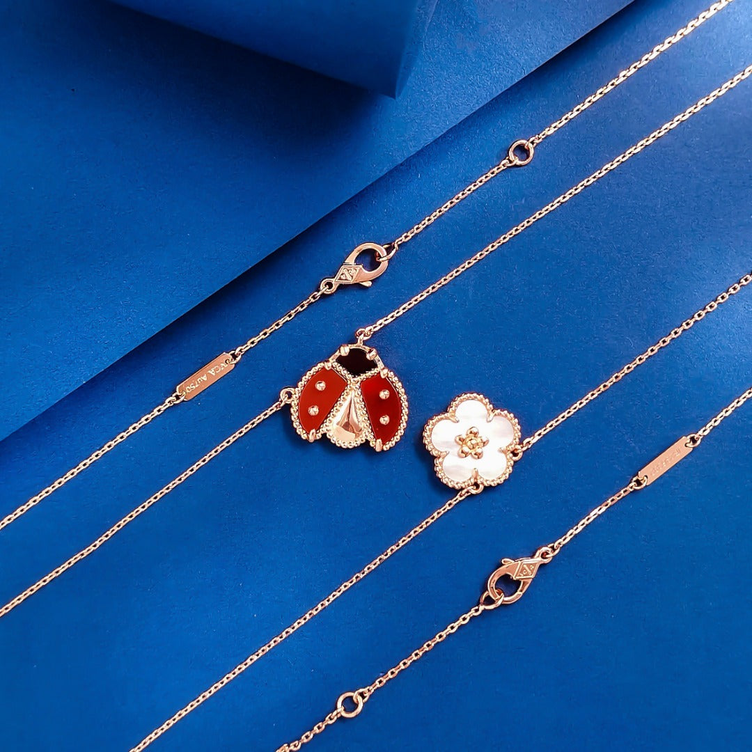Butterfly Motif Necklace, Rose Gold Tone