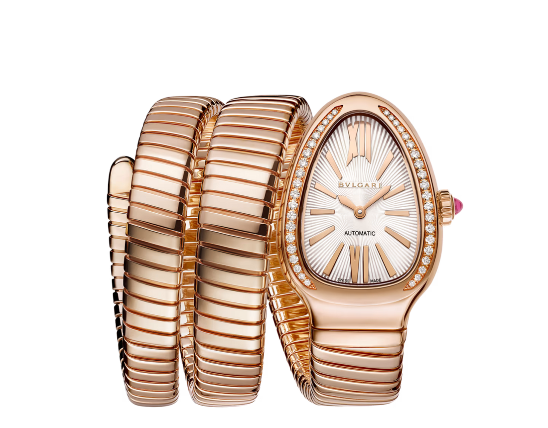 Coiled Band Watch, Rose Gold Tone, Stone-Set, 35 mm, Size S