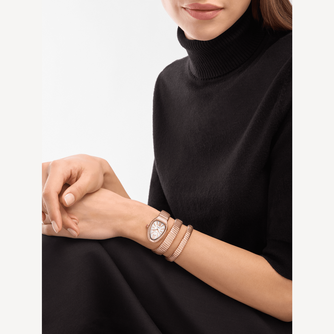 Coiled Band Watch, Rose Gold Tone, Stone-Set, 35 mm, Size S