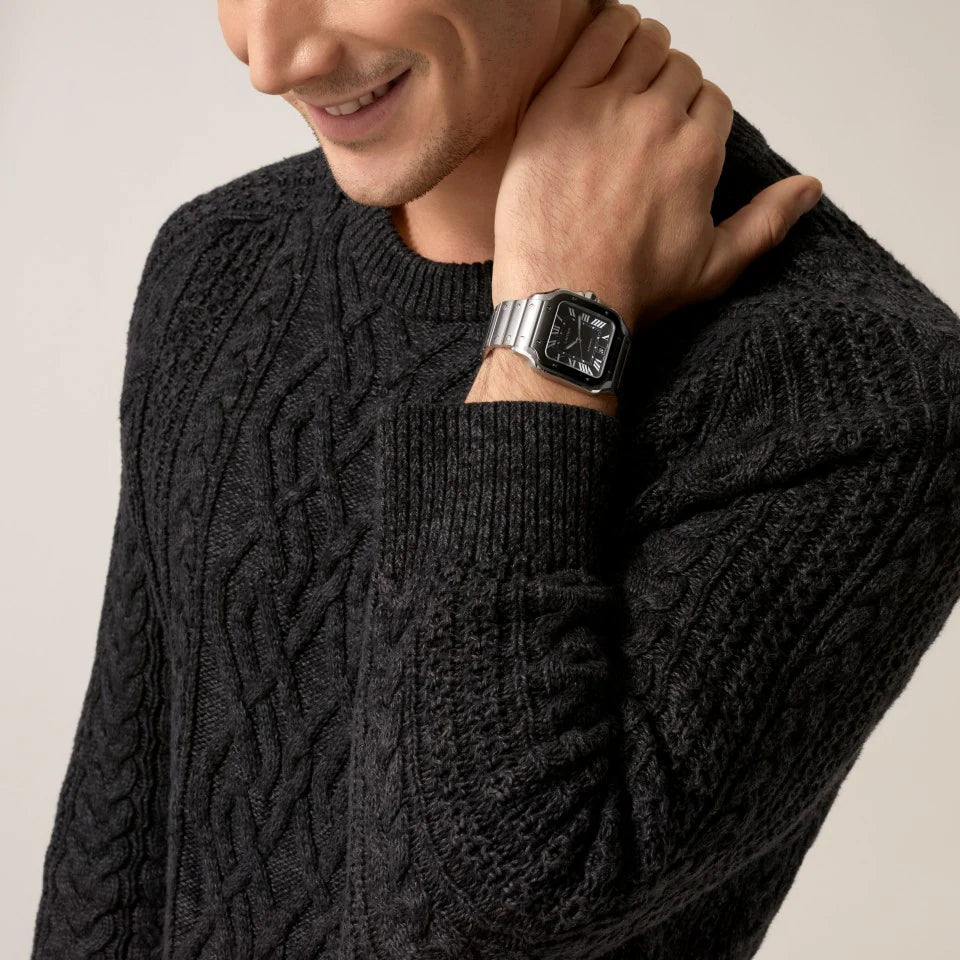 Square Case Watch, Steel, Large Model