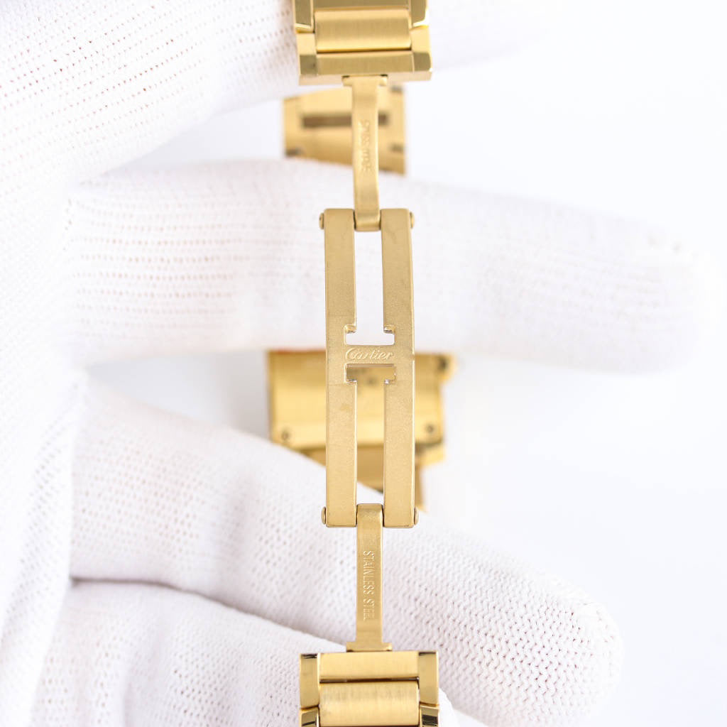 Rectangular Case Watch, Yellow Gold Tone, Stone-Set, Small Model