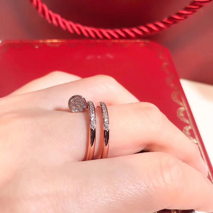 Wrapped Nail Ring, Stone-Set, Rose Gold Tone