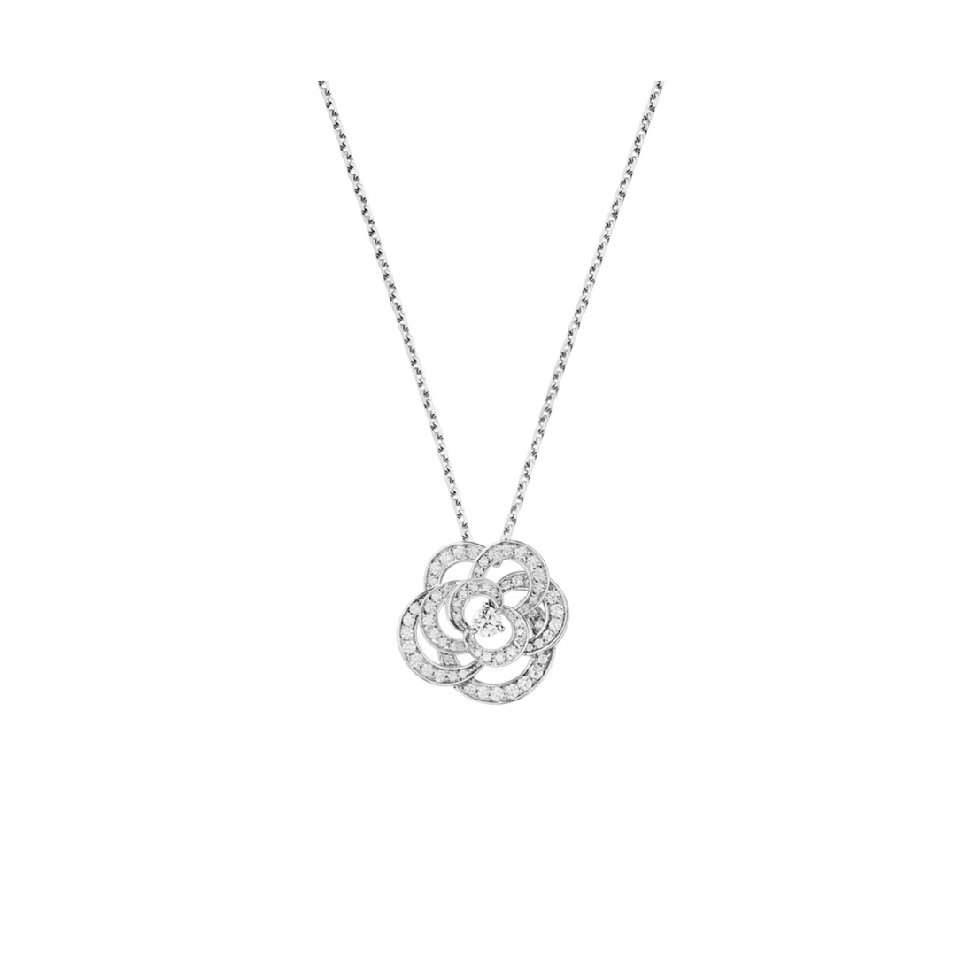 Chain Necklace, White Gold Tone
