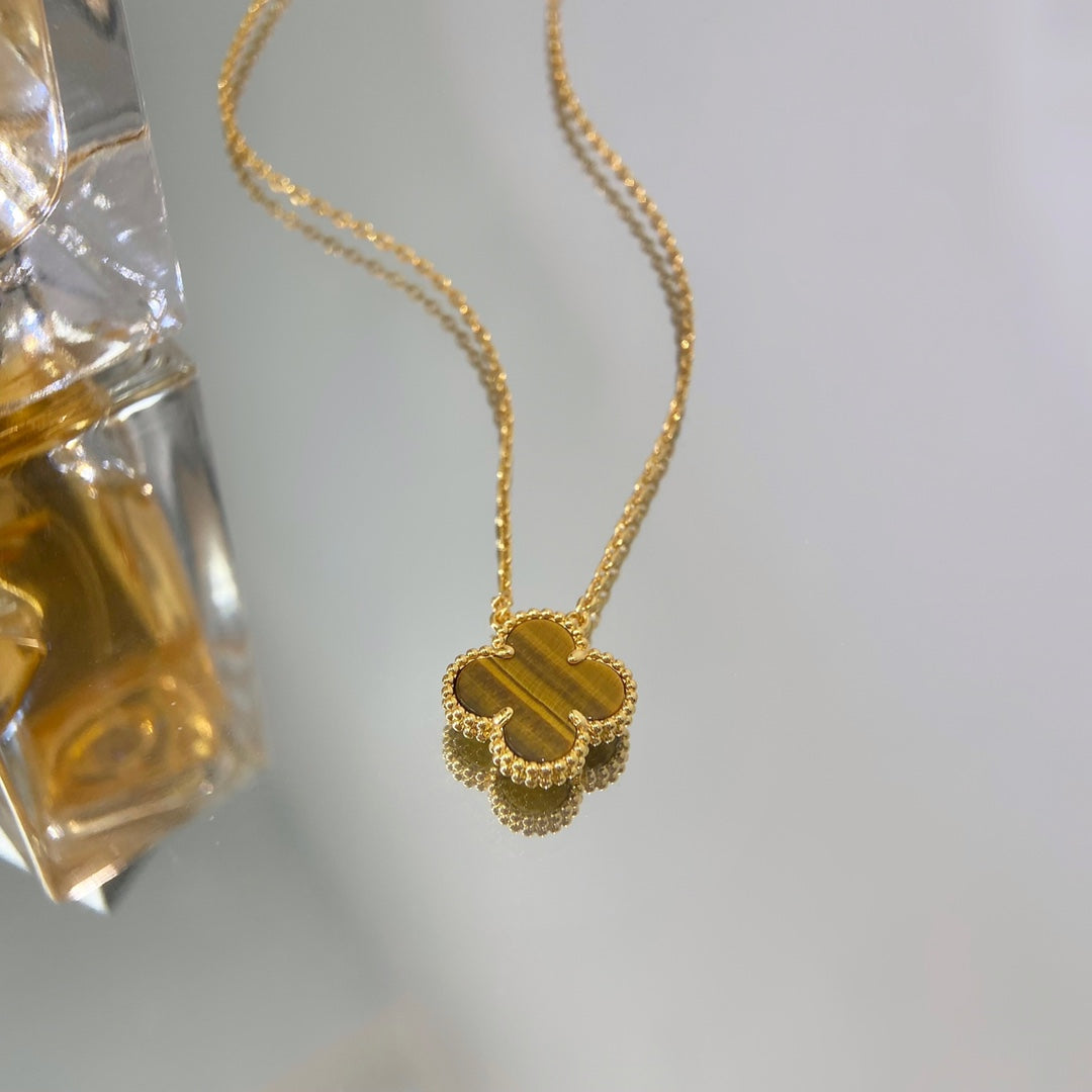 Quatrefoil Pendant Necklace, Yellow Gold Tone