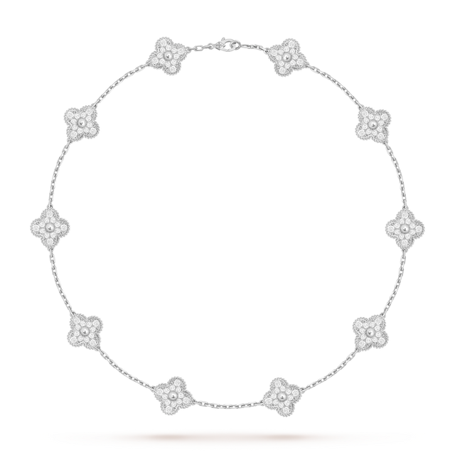 Quatrefoil Pendant Necklace, Agate, Stone-Set, 10 Motifs, Yellow Gold Tone