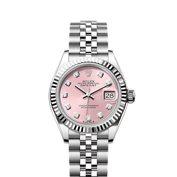 Classic Date Watch, White Gold Tone, Steel, White, 28 mm