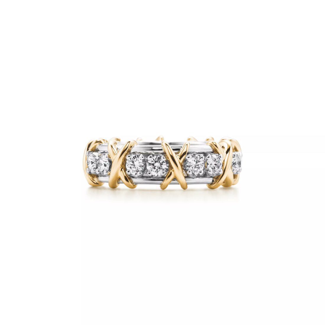 Sixteen Stone Ring, Yellow Gold Tone, Stone-Set