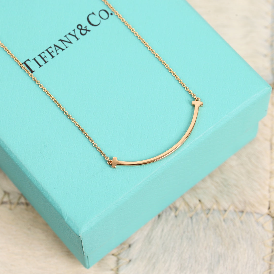Smile Bar Pendant Necklace, Rose Gold Tone