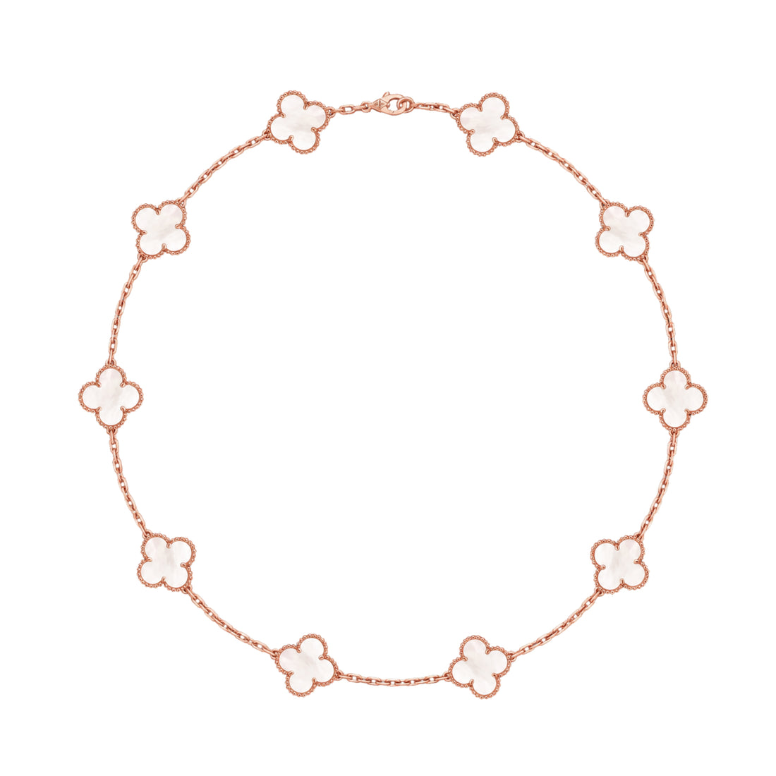 Quatrefoil Pendant Necklace, 10 Motifs, Rose Gold Tone, Malachite