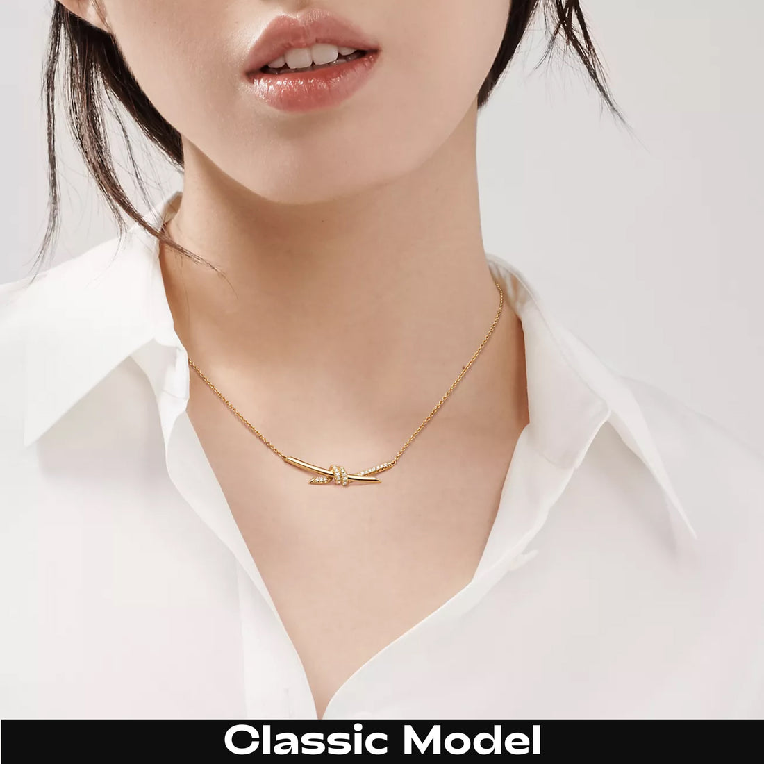 Knot Pendant Necklace, Rose Gold Tone