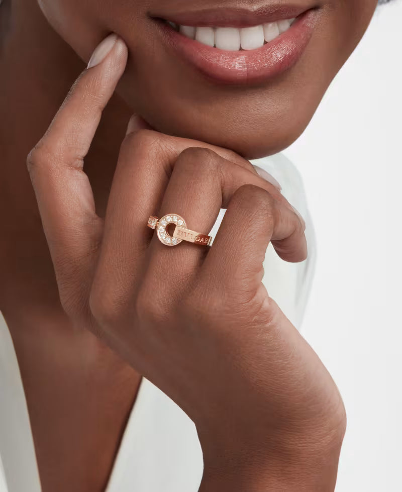 Roman Band Ring, Rose Gold Tone, Stone-Set
