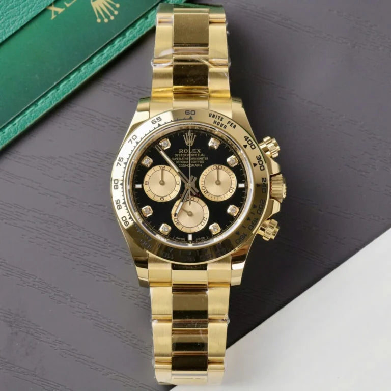 Chronograph Racing Watch, Yellow Gold Tone, 40 mm