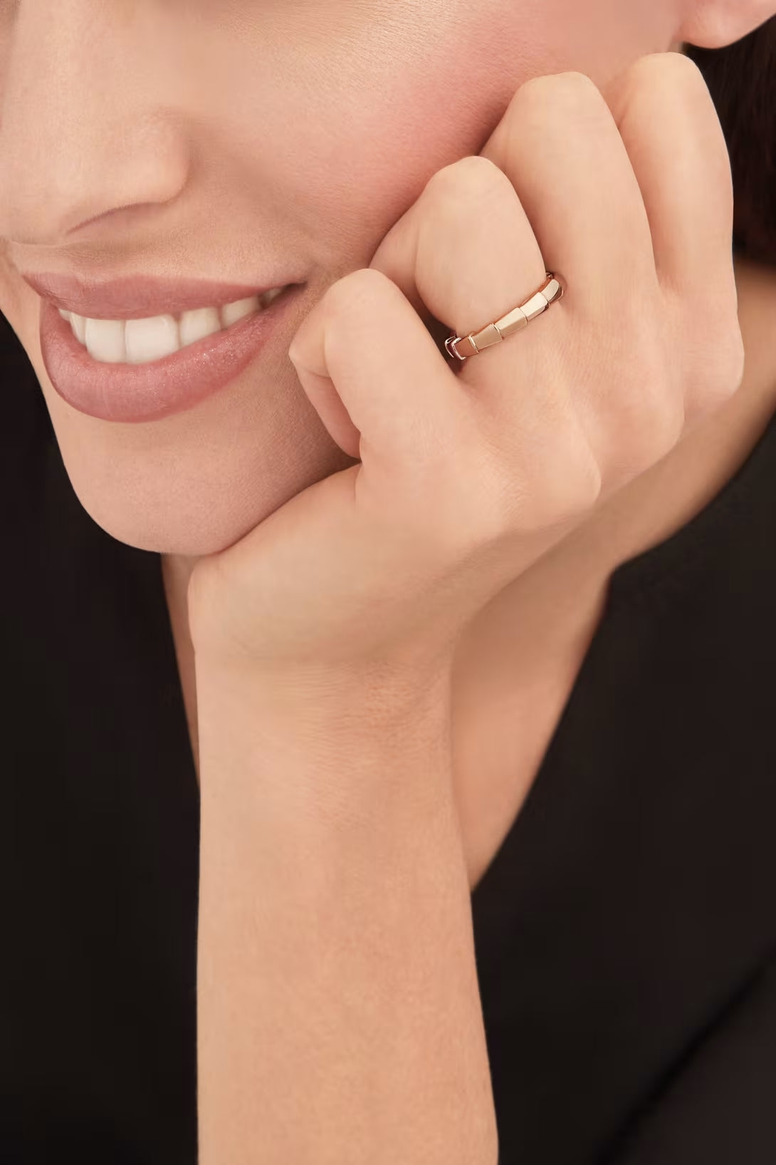 Snake-Scale Ring, Rose Gold Tone