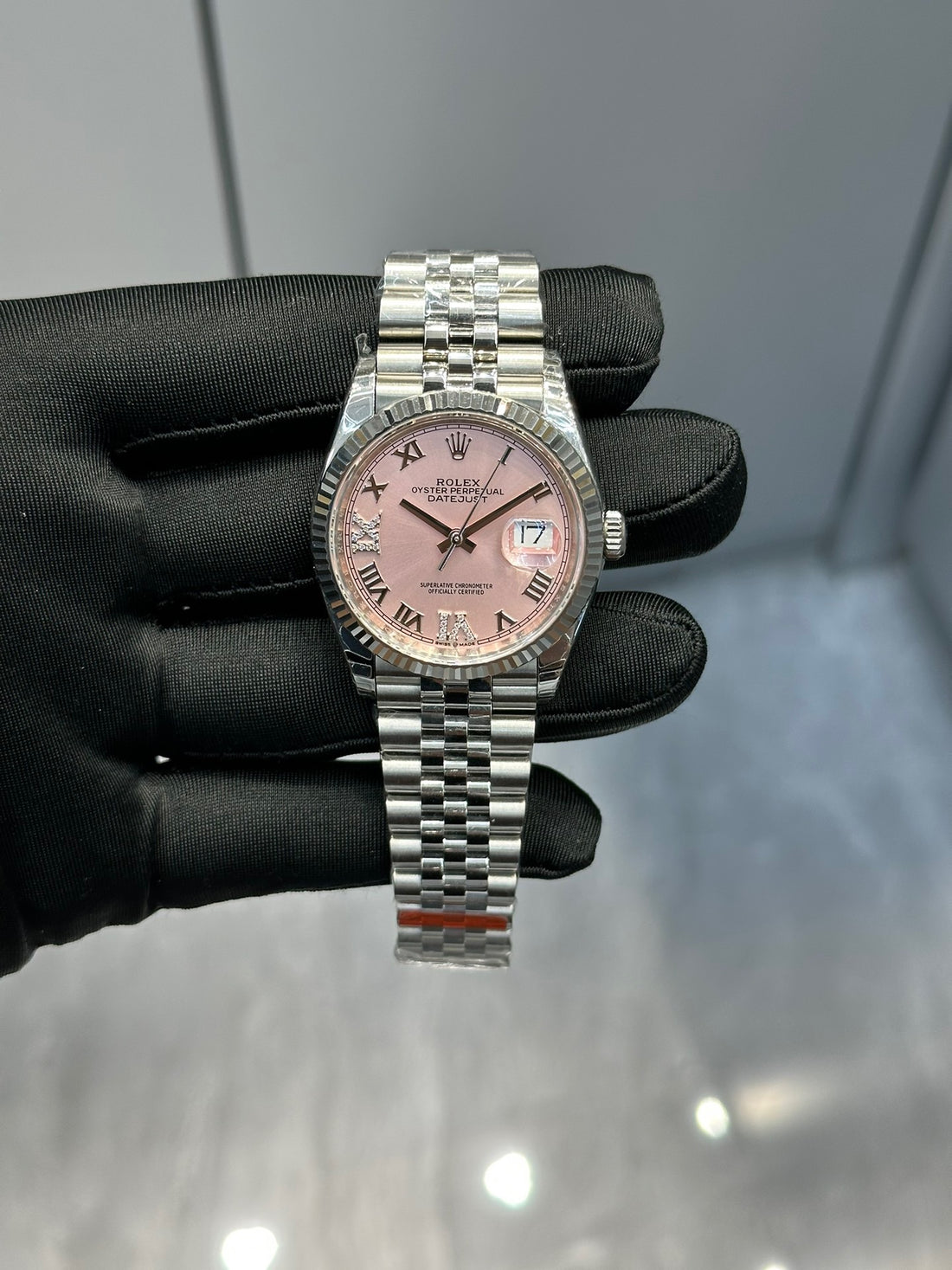 Classic Date Watch, White Gold Tone, Steel, White, 36 mm