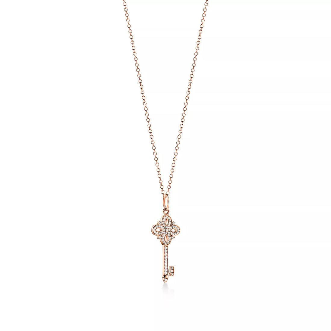 Key Pendant Necklace, Rose Gold Tone