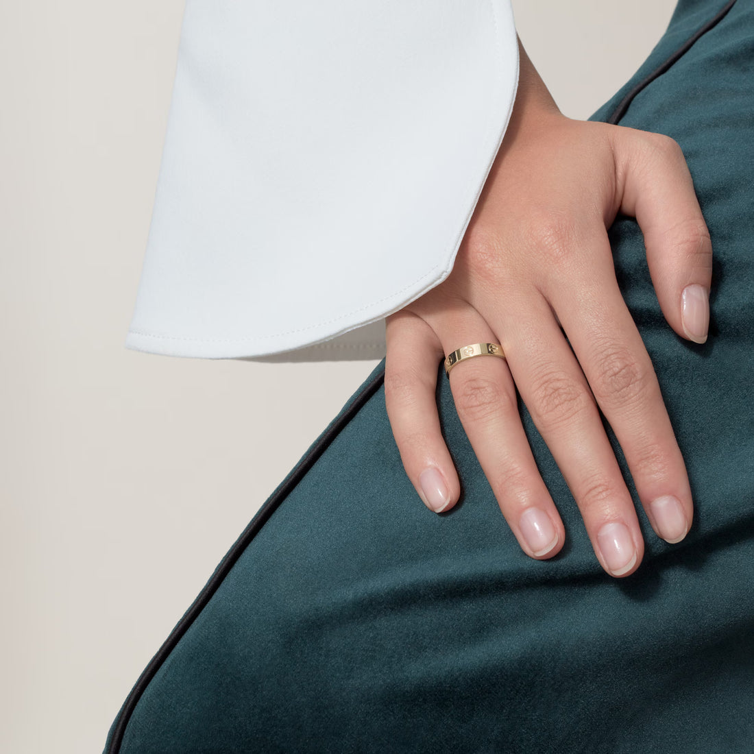 Screw-Motif Band Ring, Small Model, Yellow Gold Tone