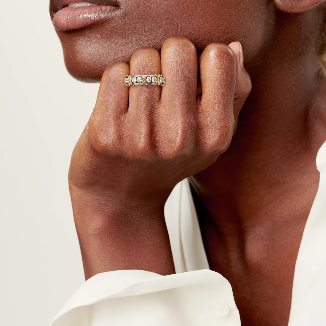 Sixteen Stone Ring, Yellow Gold Tone, Stone-Set