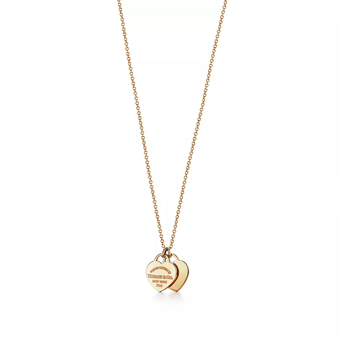 Double Heart Tag Pendant Necklace