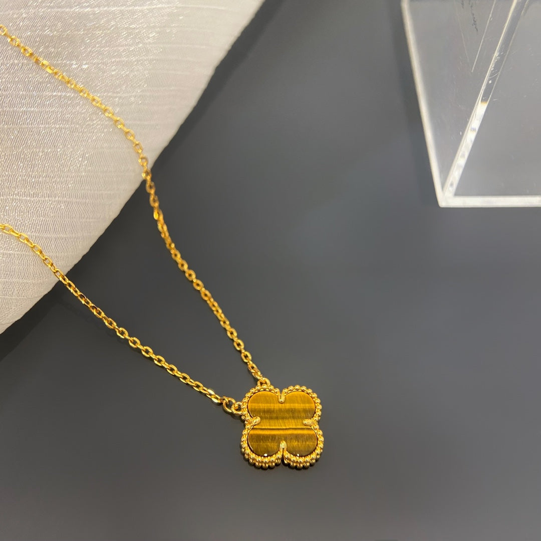 Quatrefoil Pendant Necklace, Yellow Gold Tone