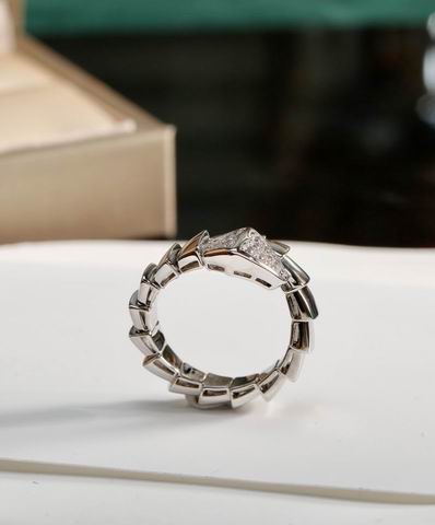 Snake-Scale Ring, White Gold Tone, Stone-Set