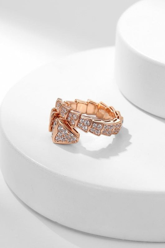 Snake-Scale Ring, Rose Gold Tone, Stone-Set