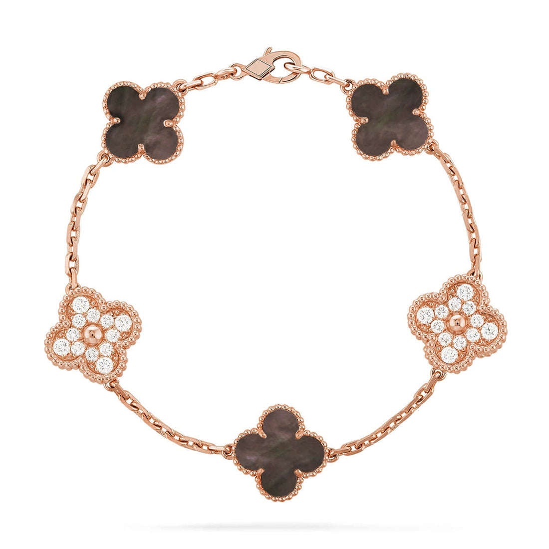 Quatrefoil 5 Motifs Bracelet, Gray Mother of Pearl