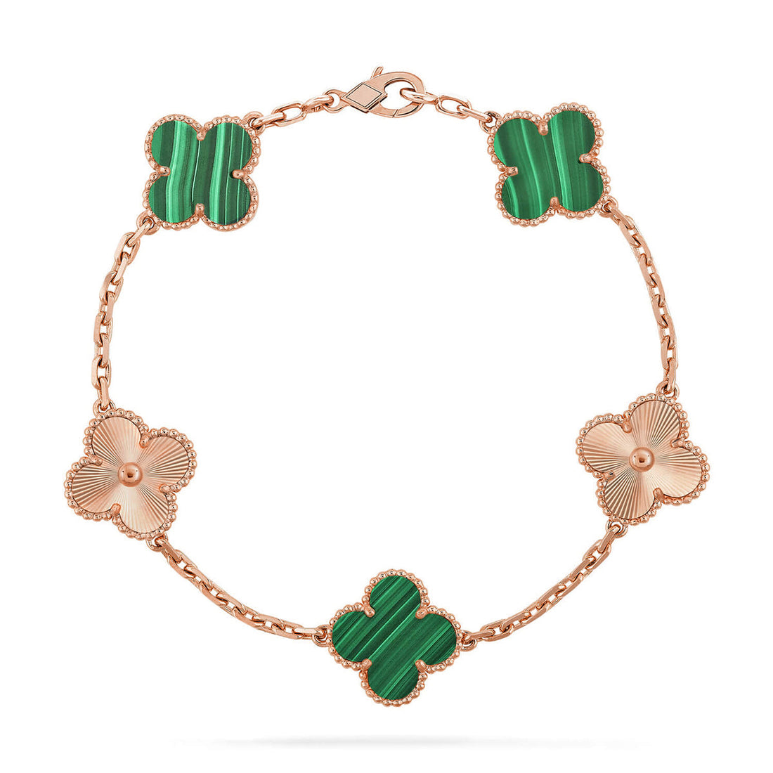 Quatrefoil 5 Motifs Bracelet, Malachite
