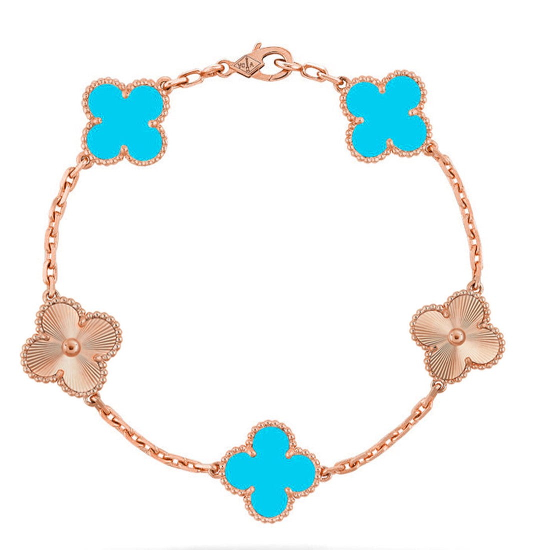 Quatrefoil 5 Motifs Bracelet, Turquoise