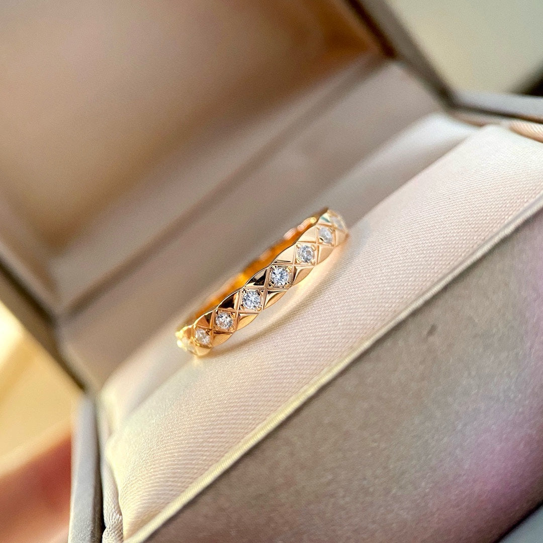 Quilted Pattern Ring, Rose Gold Tone