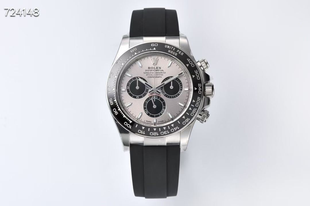 Chronograph Racing Watch, White Gold Tone, White, 40 mm
