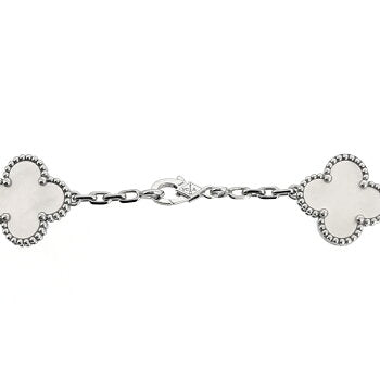 Quatrefoil Long Necklace, 20 Motifs, Rose Gold Tone, Malachite