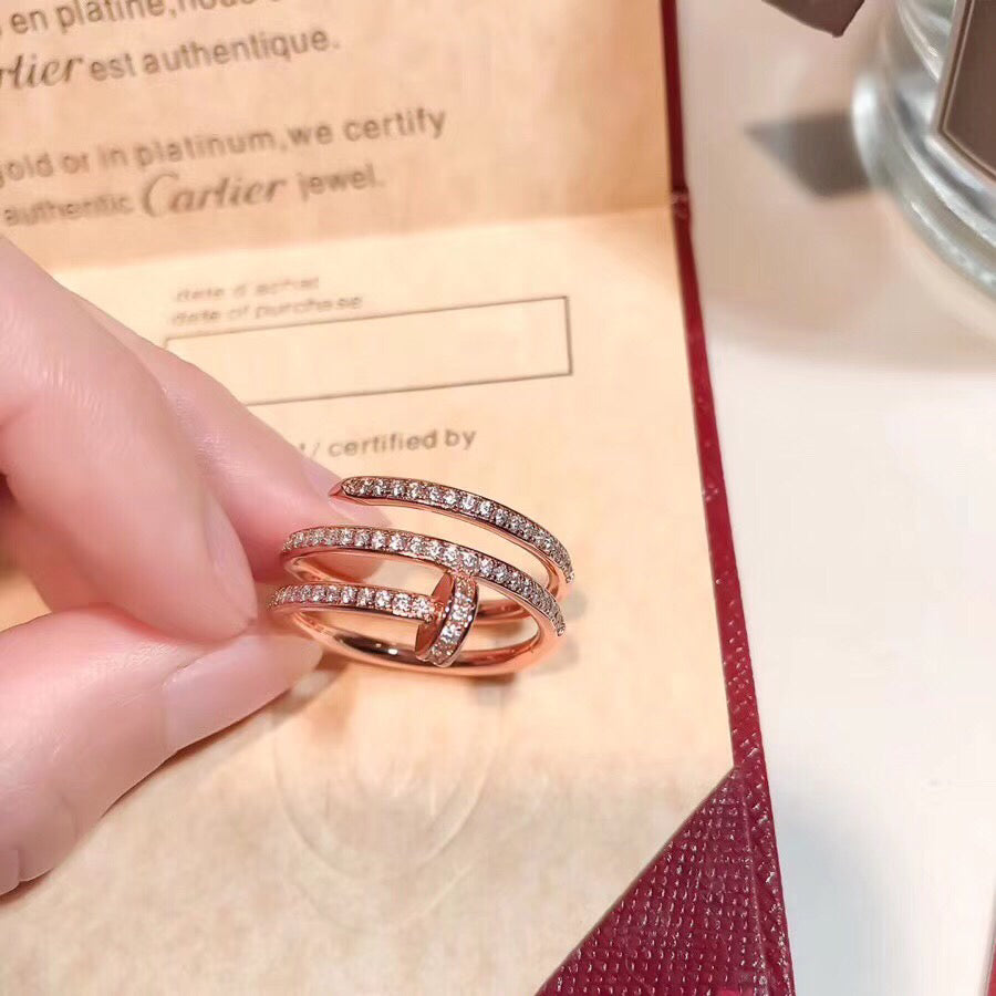 Wrapped Nail Ring, Stone-Set, Rose Gold Tone