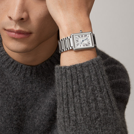 Rectangular Case Watch, White Gold Tone, White, Extra Large Model